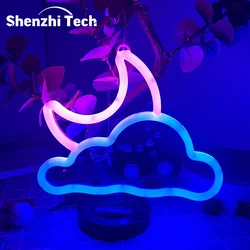 Moon and Cloud Neon Sign Lights Led Wall Lamp for Bedroom, Wall Decor, Kid Room Living Room Wedding Party Bar Christmas Home