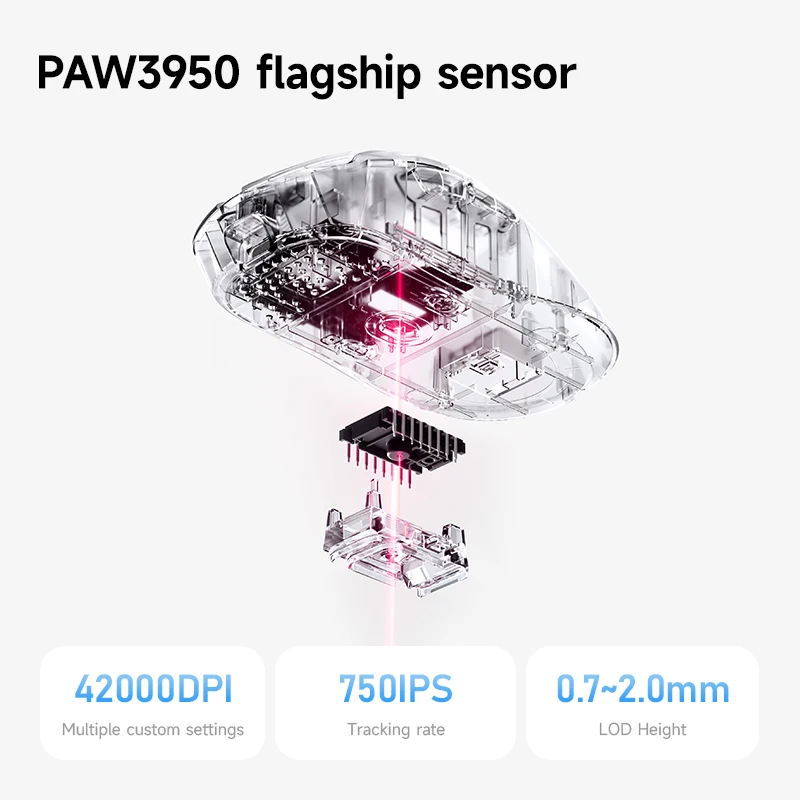 MCHOSE A7 Ultra RE 무선 e스포츠 게이밍 마우스 무선/유선 듀얼 8K 폴링 42,000 DPI PAW3950 e스포츠용 광학 센서