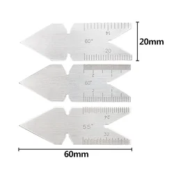 Righello del calibro centrale in acciaio inossidabile da 3 pezzi modello da 55/60 gradi strumento di rilevamento del tornio per la misurazione del passo del filetto dell'angolo della vite metrica in pollici