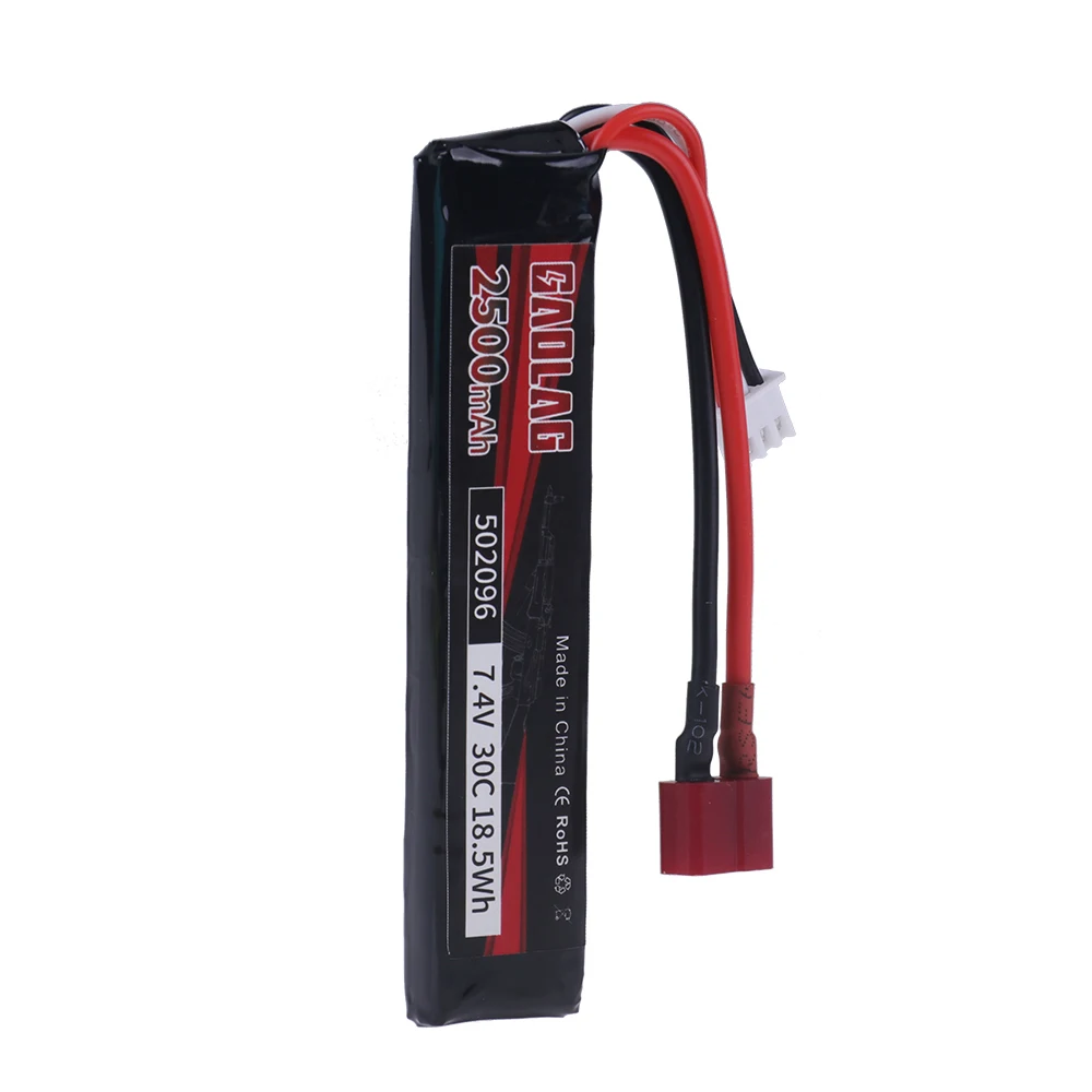 (T Stecker) 7,4 v 2500mah 30c Wasser pistole Lipo batterie mit Ladegerät 2s für akku mini airsoft bb Luftpistole elektrische Spielzeug pistolen Teile