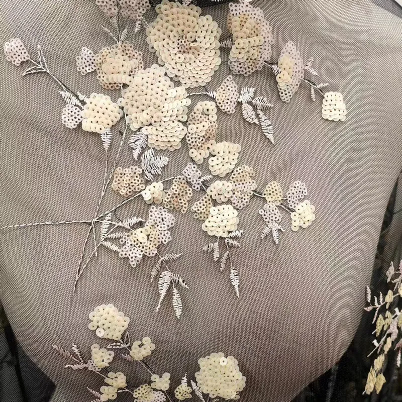 

Sequin Embroidery Lace Mesh Fabric for DIY Sewing Wedding Dress Garment Accessories Clothing Fashion Material Cloth By The Yard