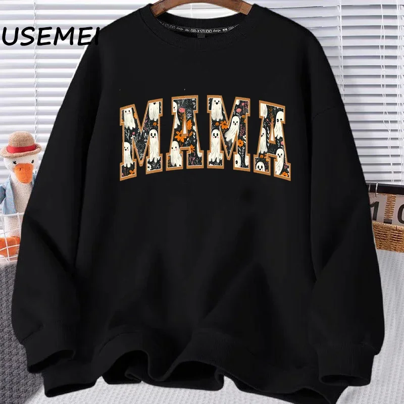 

Mama Halloween Sweatshirt Mom Cute Spooky Crewneck Spooky Season Crewneck Sweatshirts Fall Floral Ghost Hoodies Women's Clothing