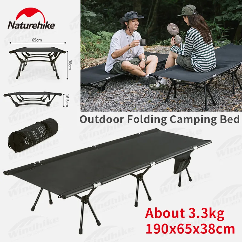 Naturehike Lightweight Camp Bed Folding Cot Field Bed for Outdoor Sleeping Tourist Portable Height Adjustable Load Bearing 150kg