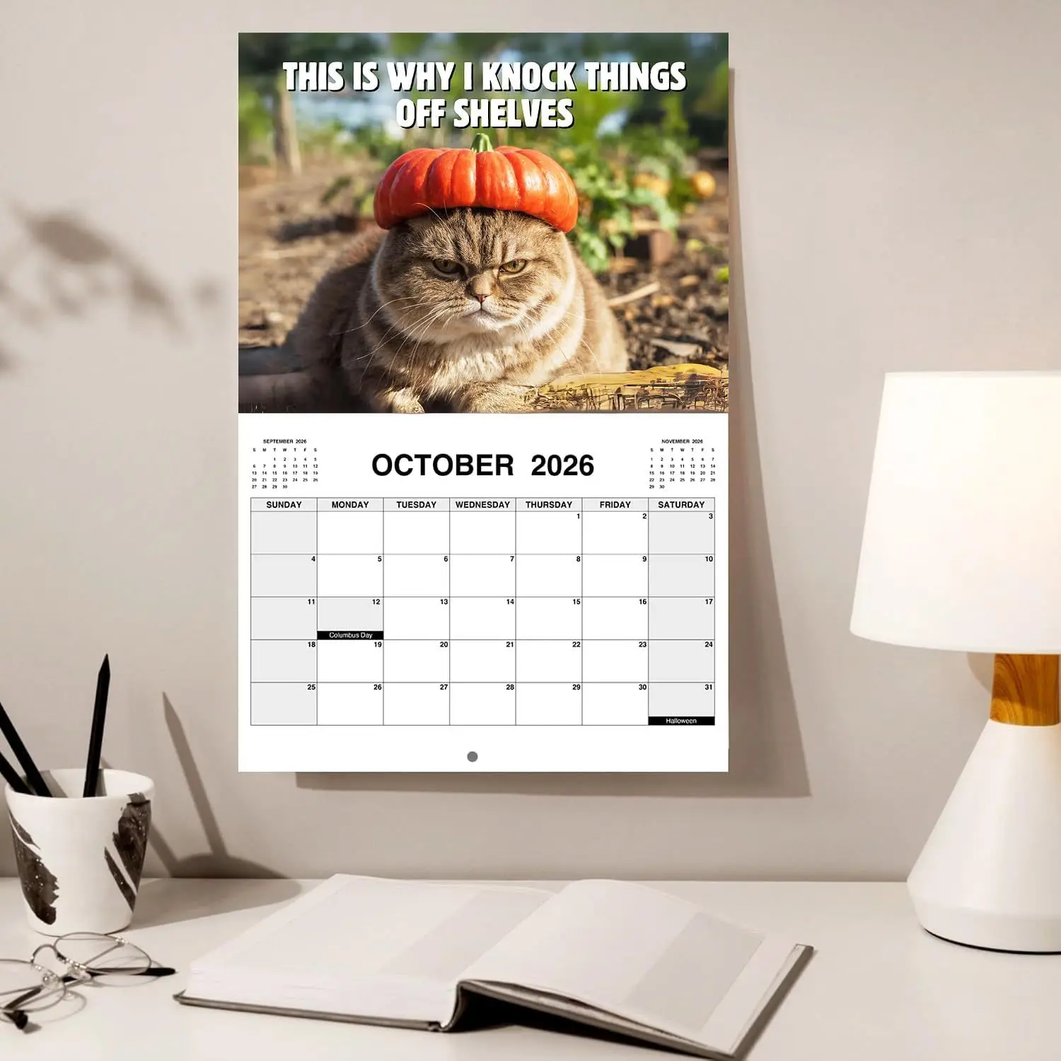 2026 Calendar Square Daily Weekly Monthly Planner Pissed-off Cats Calendar Cartoon Animal Wall Calendar Home Decoration