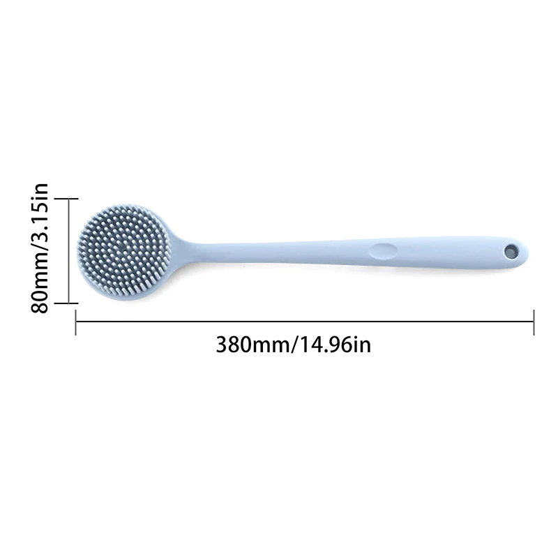 Silicone Long Handle Shower Brush Double-Sided Massage Exfoliation Brush Scrub Towel Back Massage Scrubber