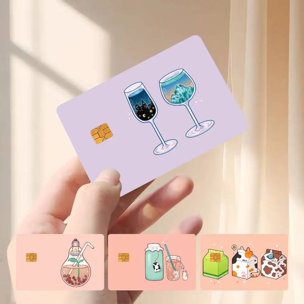 

Creative Beverage Cups 4pcs 1Set Laser Holographic Sticker Skin Cover for Credit Bank Debit Card
