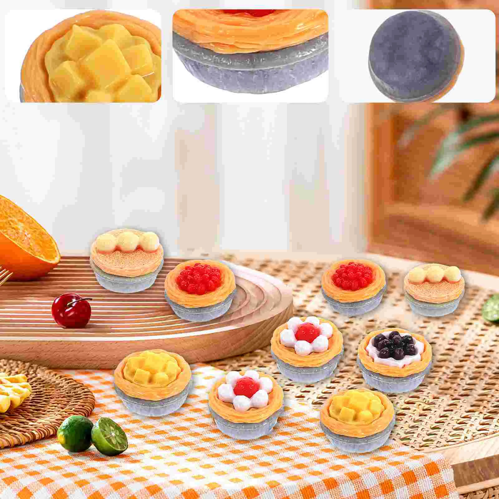 

20 Pcs Shiwan Egg Tart Toy Fake Model Candy Simulated Artificial for Decoration Resin Dessert Food Photography Prop Display