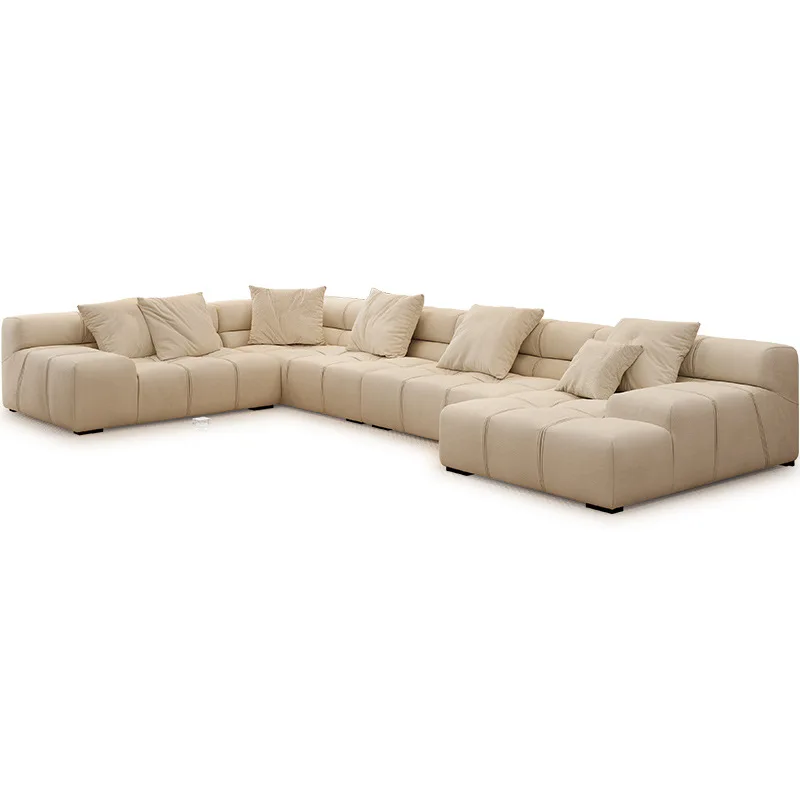 

Minimalist, Italian, large flat, sofa, cream style, puffs, chocolate