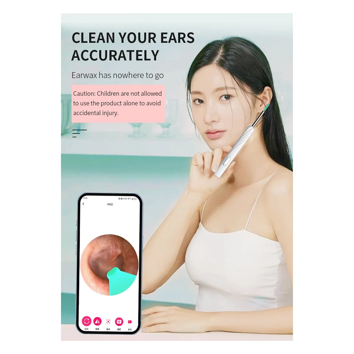 ABIT Wireless Visual EarWax Removal Safe Endoscope Earpick Luminous Otoscope Ear Cleaning Tools,Black