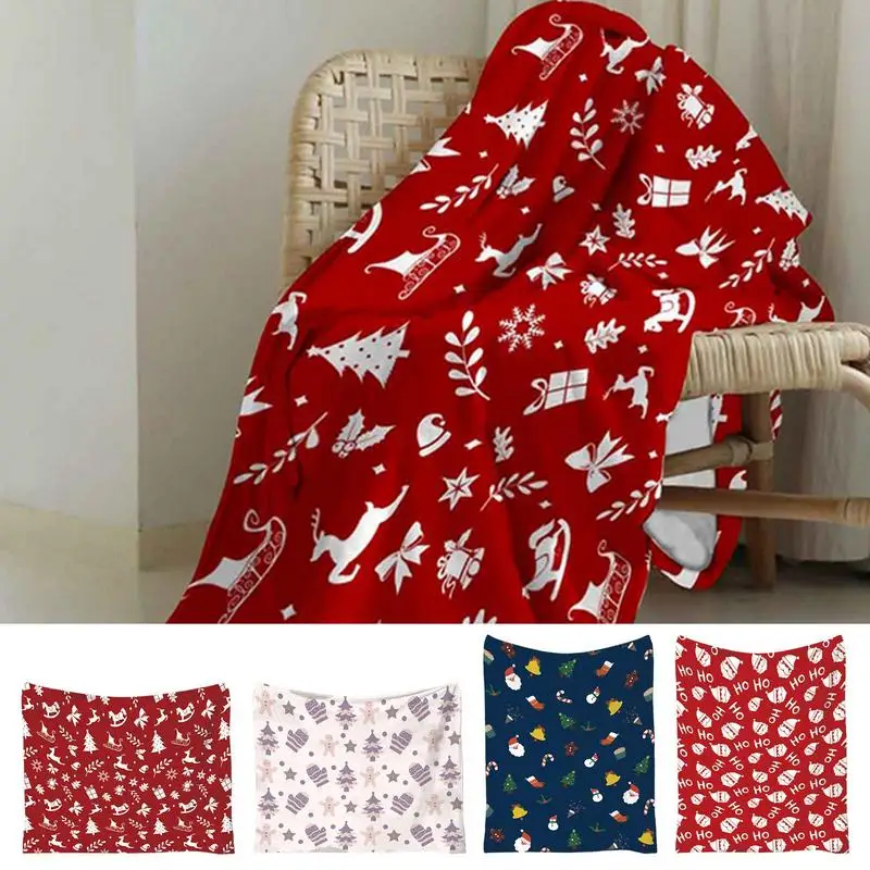 Christmas Plush Blanket Decorative Soft Lap Blanket Thickened Flannel Winter Cabin Throw Home Textile Christmas Home Decor