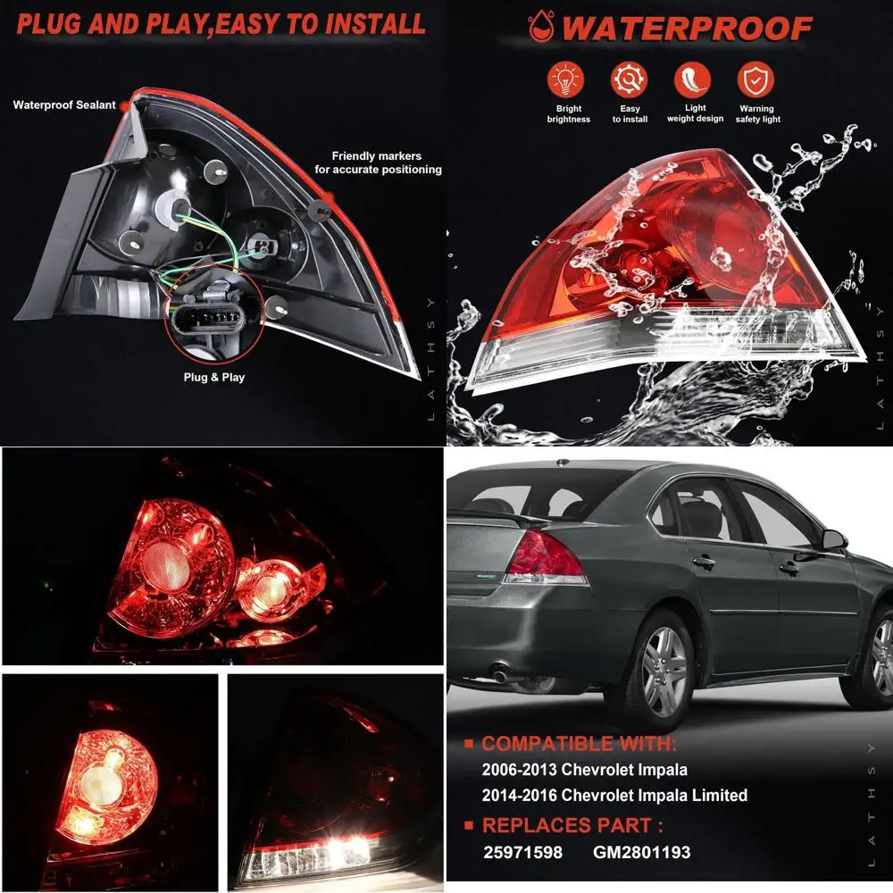 

Правая сторона пассажира с красной линзой стоп-сигнала с лампочкой для замены заднего фонаря Chevrolet Impala 2006-2016 гг.