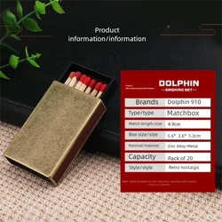 Dolphin Solid Color Silver Black Electroplated Metal Match Box Zinc Alloy Match Case Plastic Liner