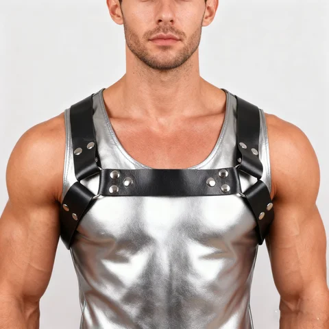 Fashion Leather Chest Harness Belt Men Multiple Shoulder Straps sexxy Lingerie Cosplay for Bar Nightclub Clothing Belt