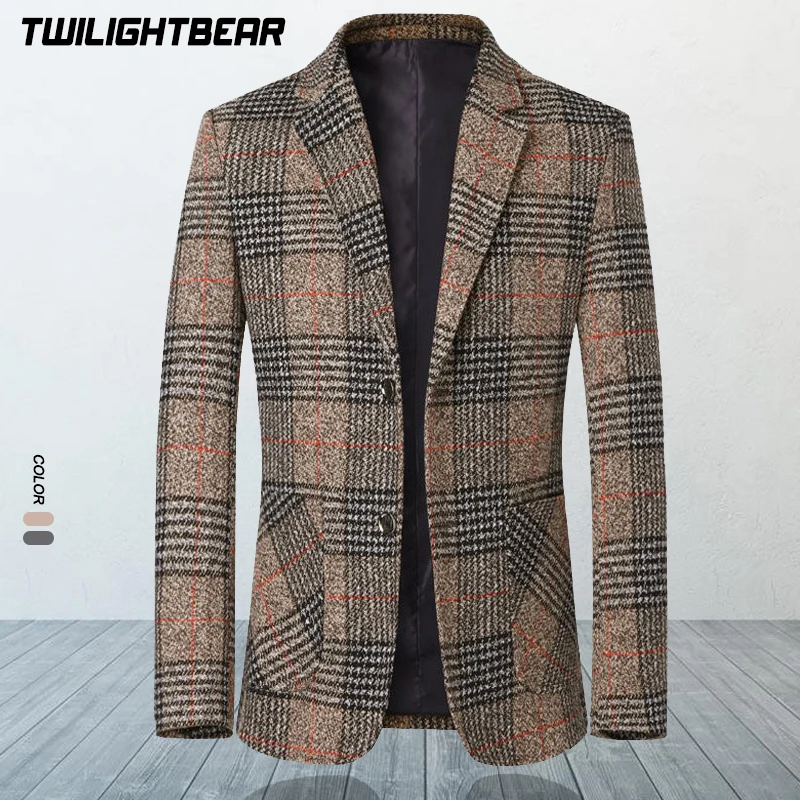 Chaqueta De traje clásica para hombre, Blazers a cuadros De Inglaterra, traje informal De negocios De alta calidad para hombre, ropa, Conjuntos De