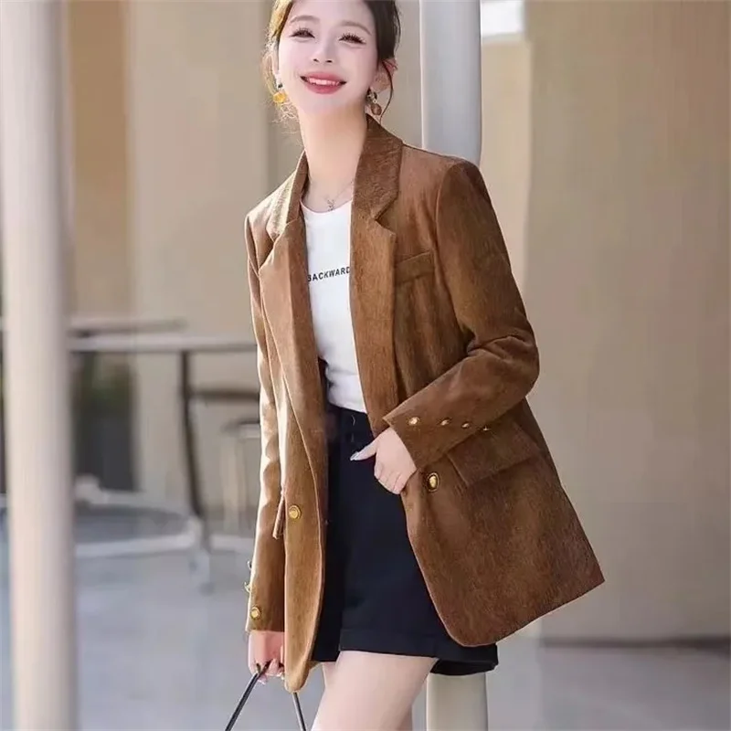 Early Spring Fashion Caramel Suit Jacket Female Spring Autumn 2024 New Trend Niche Design High Sense Leisure Waist Small Blazer