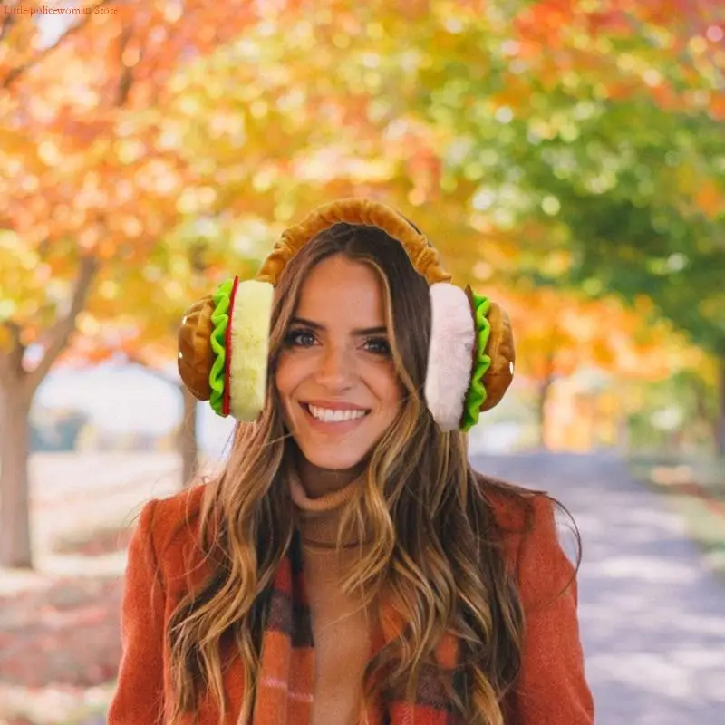 F92D أداة تدفئة الأذن الكرتونية الأنيقة للنساء، عصابة رأس قابلة للطي، بطانة ناعمة من القطيفة، حجم قابل للتعديل للفتيات