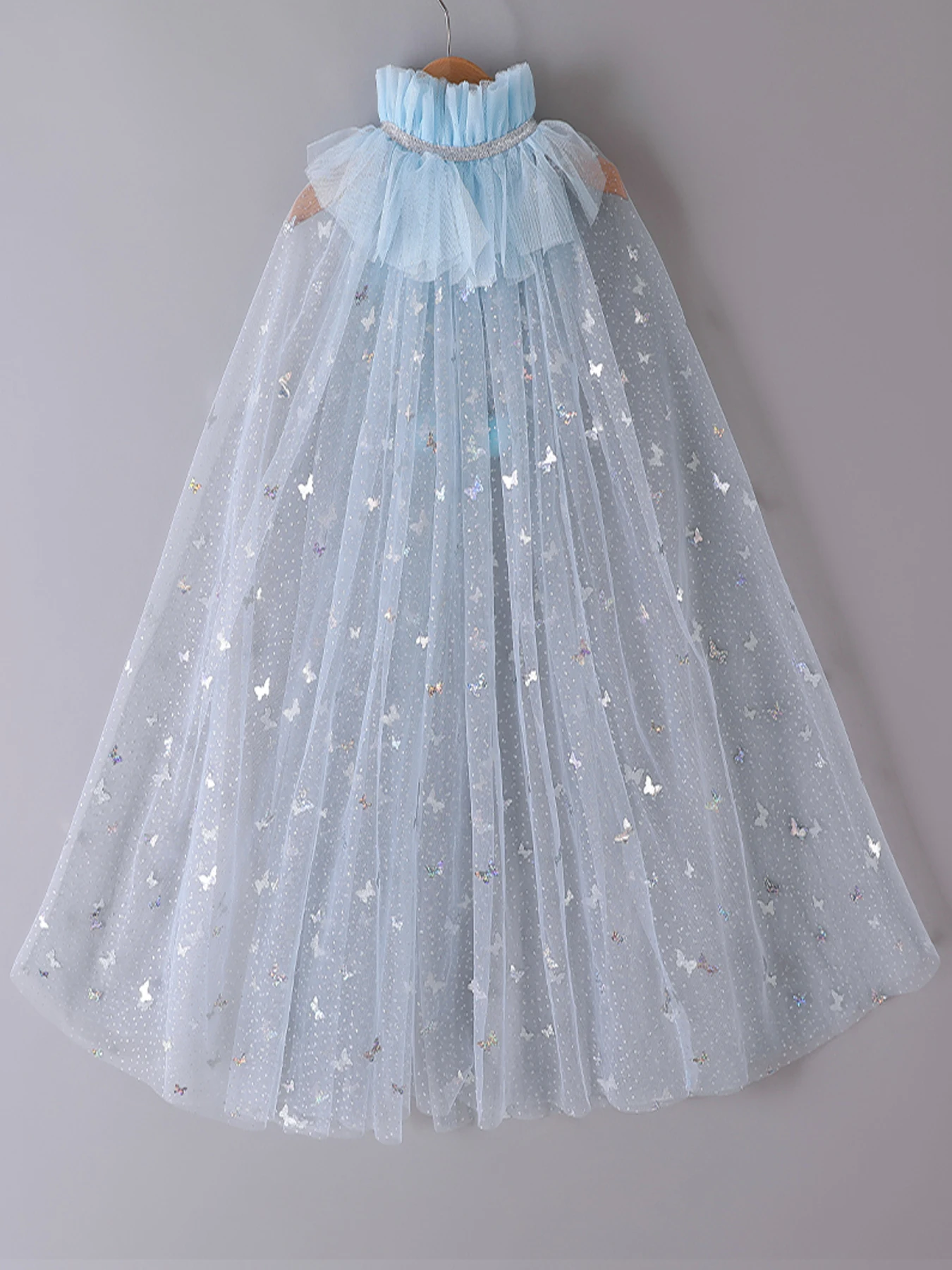 Summer Girl Princess Party Accessories Cloak Snow Queen Elsa Anna Costume Cape Rapunzel Sequins Tulle Halloween Mantle