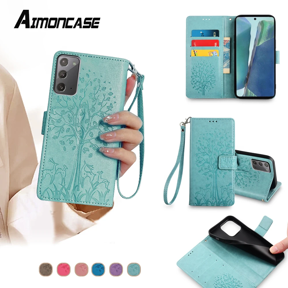 Magnetic Wallet Case for Samsung Note 20 Ultra 10 Plus 9 8 F52 F14 F04 F54 F62 Flip Cover with Card Slots and strap Leather Case