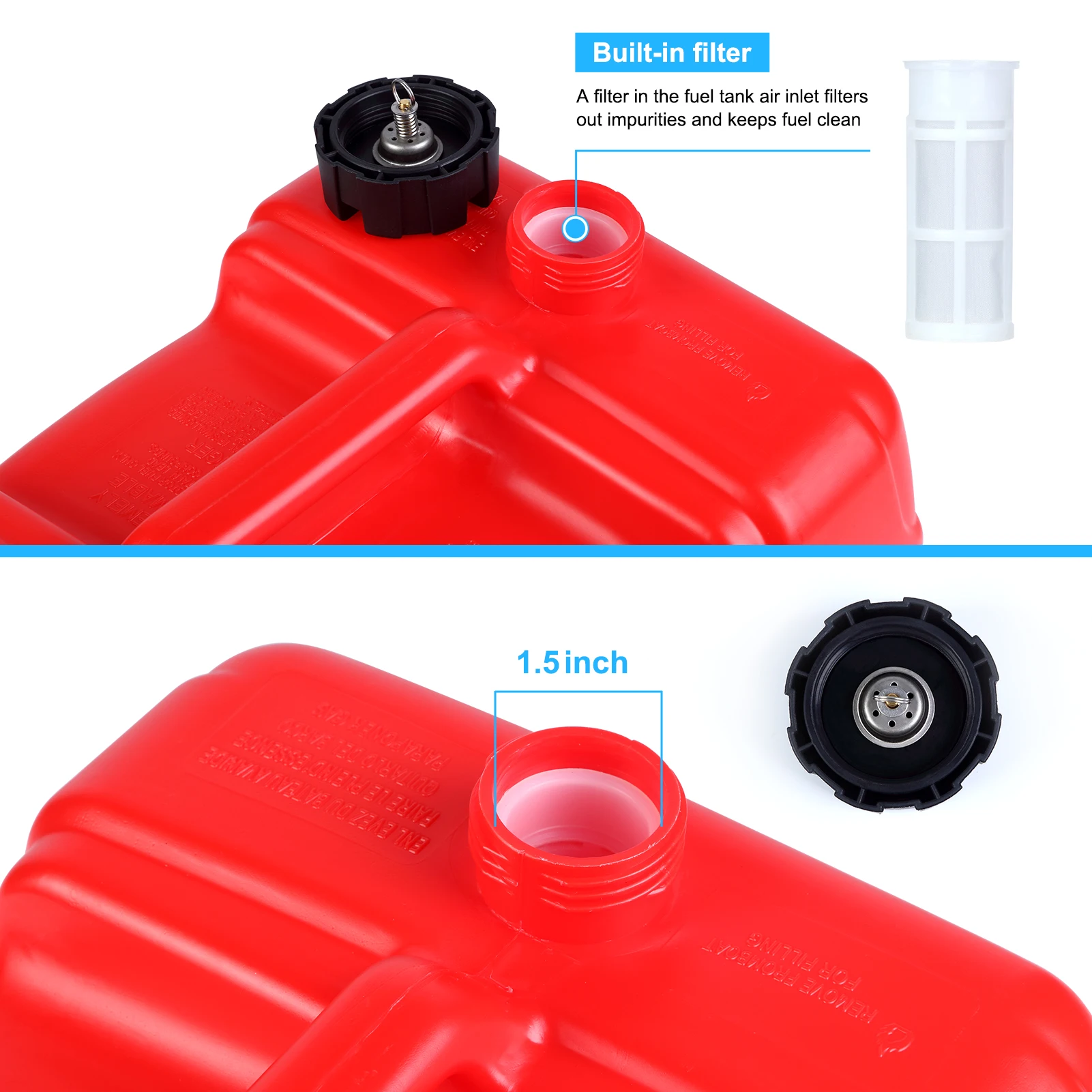 1 Plastic Hdpe 12L Marine Fuel Tank Portable Tank Fueling Tank With Handle (Top Configuration + Meter And Line In One)