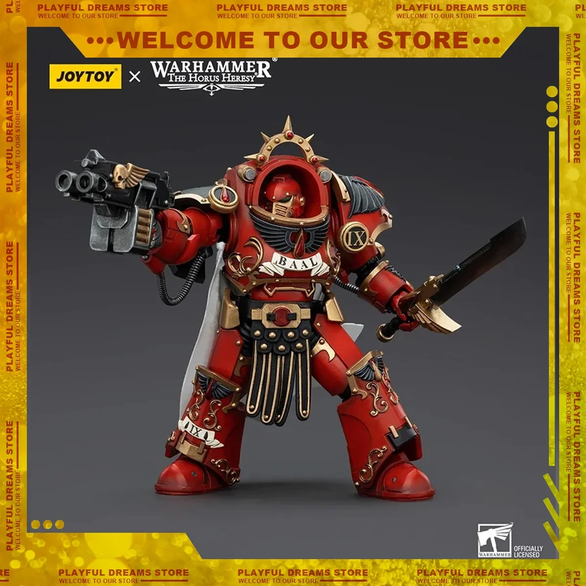 Figura de acción JOYTOY Warhammer Blood Angels, Praetor de la Legión en Tartaros Terminator, armadura decorativa, modelo ornamental, 1/18