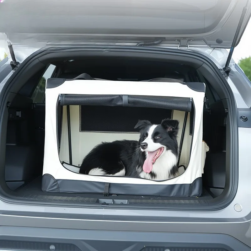 

Foldable and Portable Car Pet Cage Multifunctional for Large Dogs Cats Ideal for Travel and Outdoor Use
