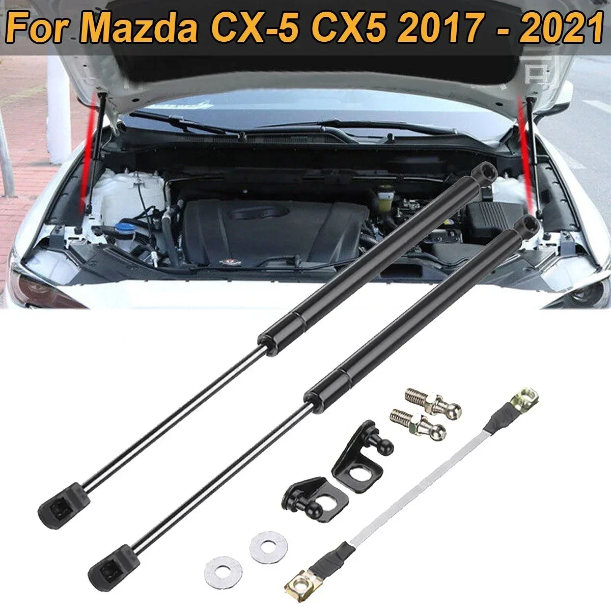 2X Front Hood Bonnet Gas Strut Spring Shock Bar Lift Support Rod For Mazda CX-5 CX5 KF 2017 2018 2019 2020 2021 Car Accessories