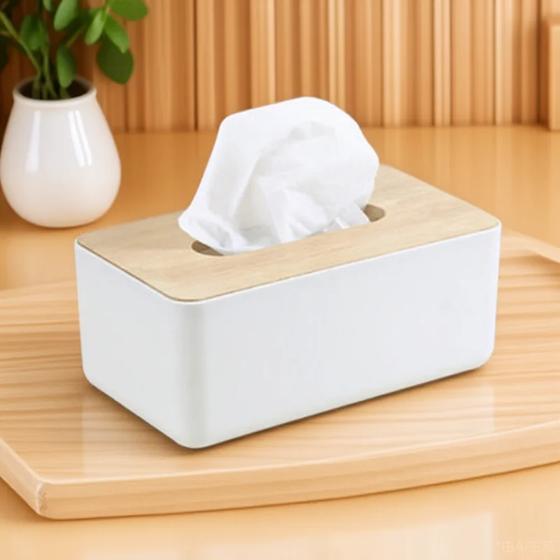 

Rectangle Bamboo Farmhouse Tissue Container Paper Towel Holder Cover Wood tissue box bathroom home hotel compact