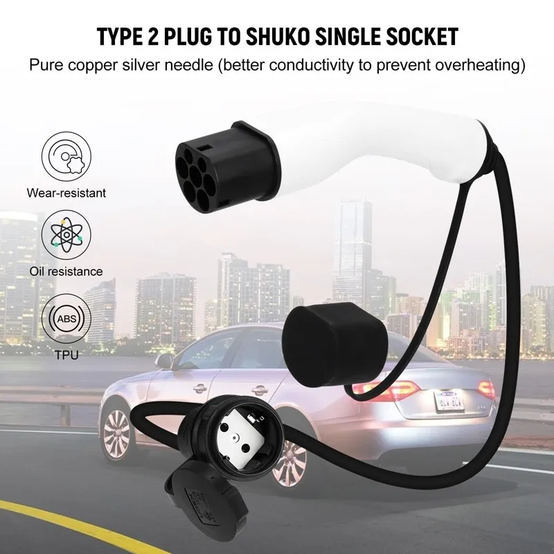 

Эксклюзивный портативный разрядник Type2 V2L для электромобилей, для кемпинга на открытом воздухе, 16А 220В, разъем Schuko