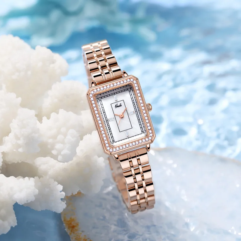 Luxury Rhinestone Women Watches Minimalism Elegant Rose Gold White Casual Business Female Quartz Wristwatch High Quality