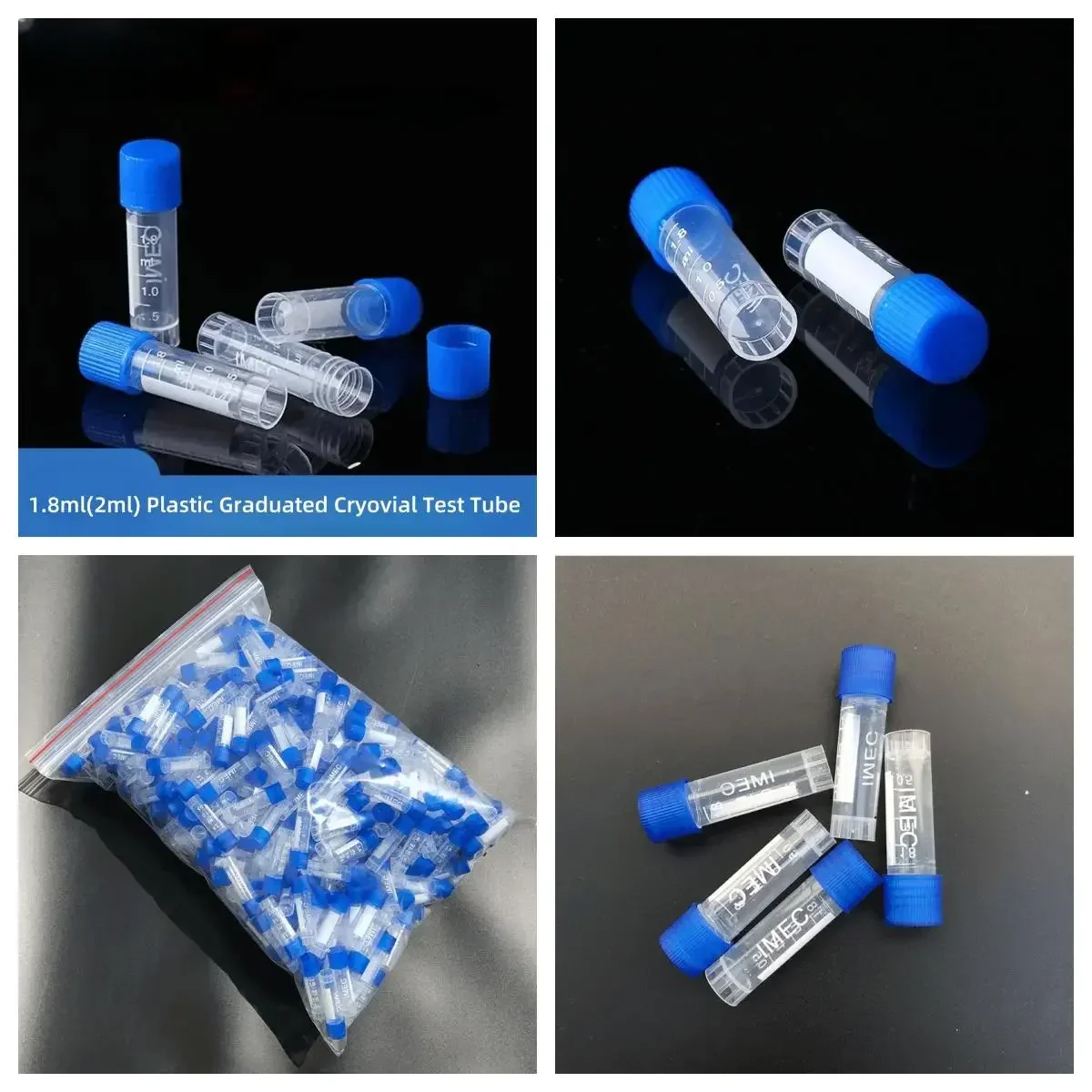 500 szt. Probówek laboratoryjnych do analiz, probówki wirówkowe z zakrętką, 1,8 ml, z podziałką, probówki PP do zamrażania. — zdjęcie produktu 3