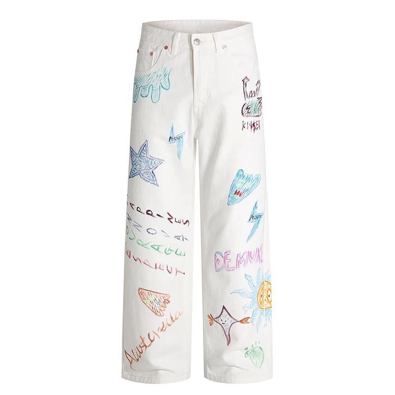 

Low Waist Men's Denim Jeans Loose Flared Pants Non-Sinkable High End Luxury Brand Autumn Winter Hong Kong Sle Casual Faion