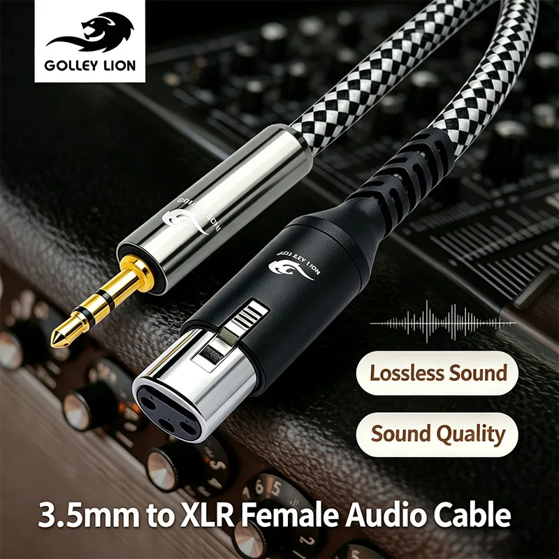 HiFi 3.5mm Male to XLR Female Audio Cable OFC Silver Plated Braided Shield Wire For Microphone Mixer Amplifier