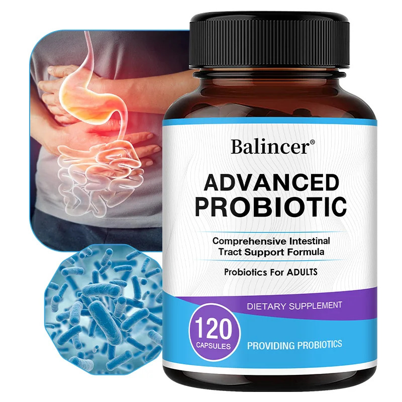 Probióticos para la salud digestiva: probióticos de la acidophilus de lactobacillo que apoyan el inmune, la absorción de nutrientes, la salud intestinal