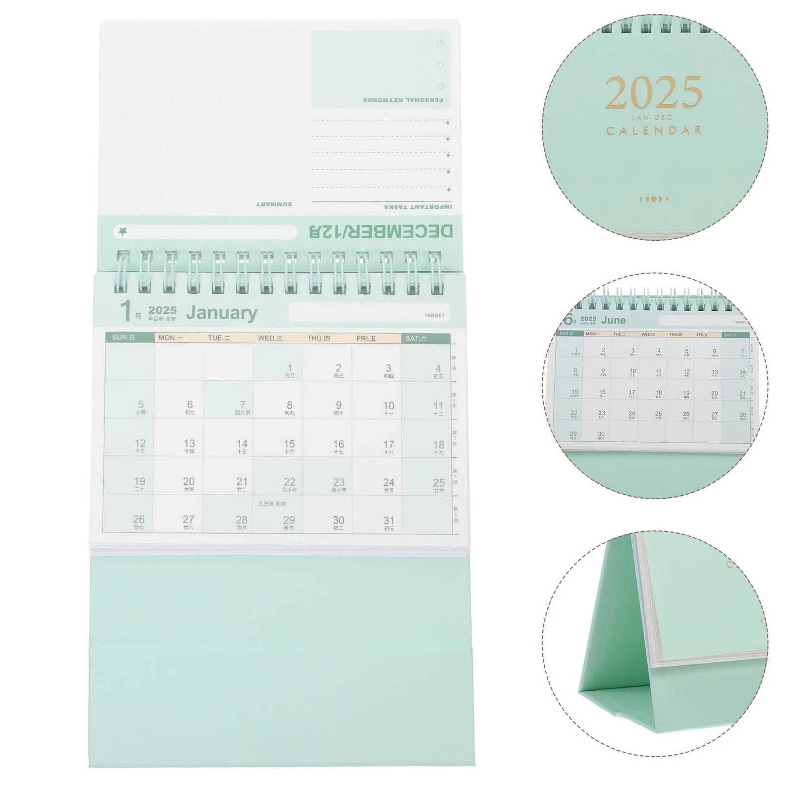 

2025 Lunar Calendar Aesthetic Desk for Table Business Planner Small Calendars Traditional Daily