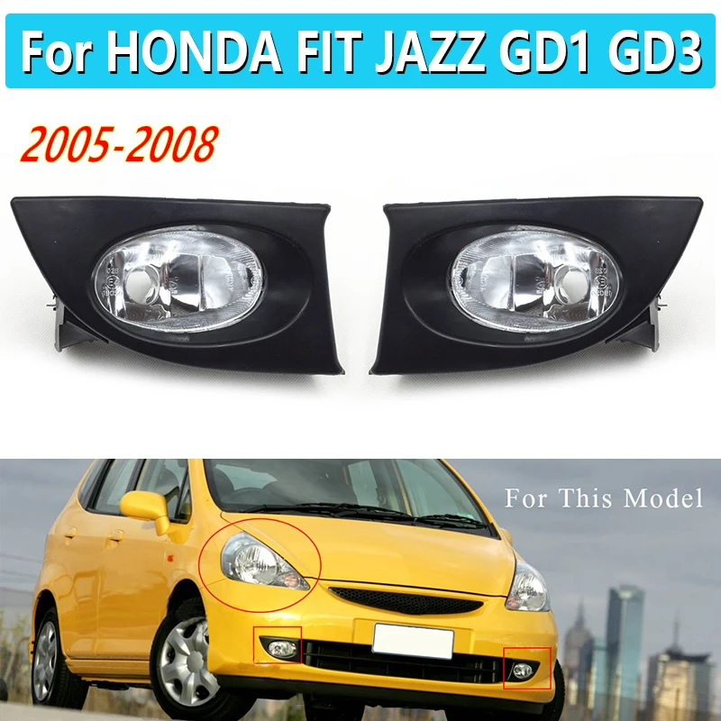 1Pair Fog Lamp Fog Light Front Bumper Lamp Hatchback Foglight Foglamp For HONDA FIT JAZZ GD1 GD3 2005 2006 2007 2008