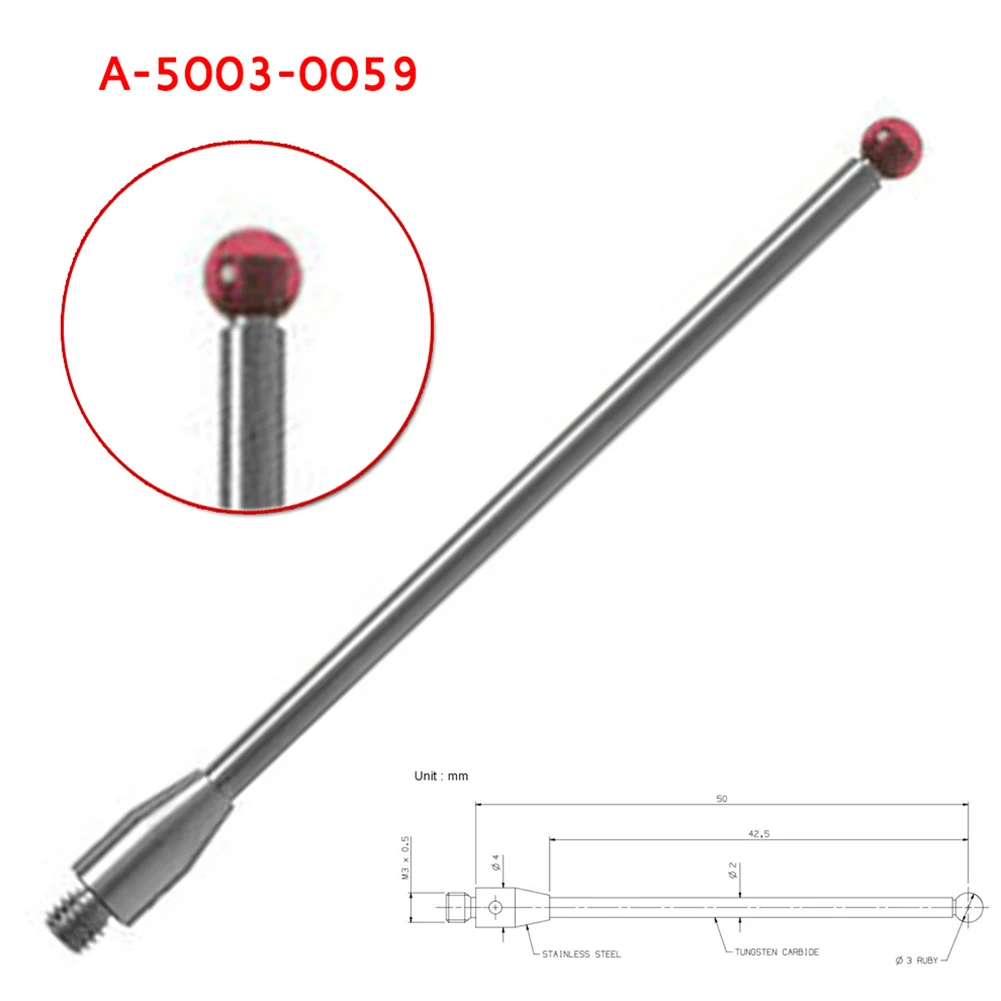 

CMM Touch Probe M3 Thread Probe Stylus 3mm Ball Tips 50mm Long A-5003-0059 50 Mm Length Touch Probe CMM Machine Tools Parts