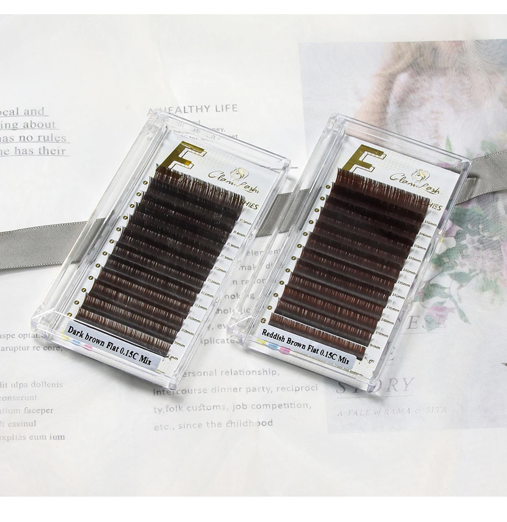 GLAMLASH Braune Ellipse, flache Wimpernverlängerung, matte künstliche Wimpern, geteilte Spitzen, ellipsenförmige Make-up-Tools – Detail 9