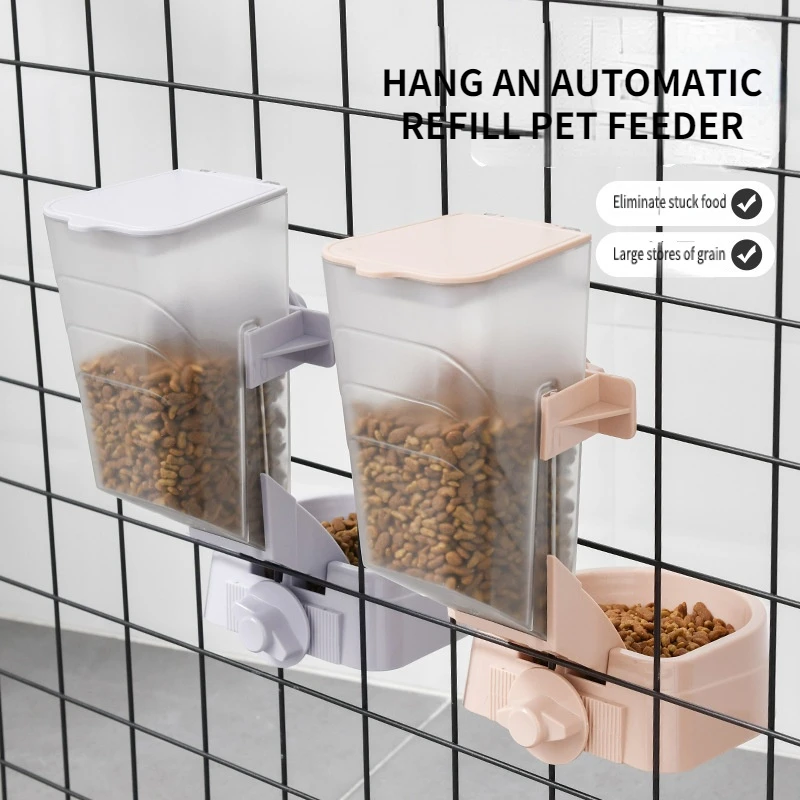 

Cat self-service feeding machine Dog food bowl anti-upset pet cage hanging automatic dog feeder dog food storage container