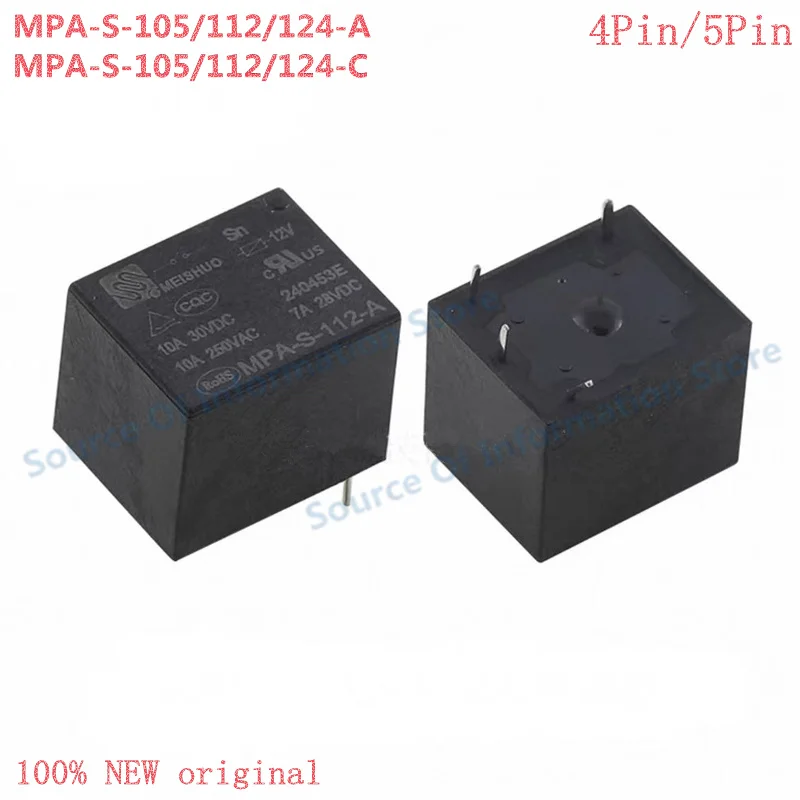 

10Pcs MPA-S-105/112/124-A -C Relay Set 5V 12V 24VDC with 4-Pin/5-Pin Options 10A Current for Electronic Projects