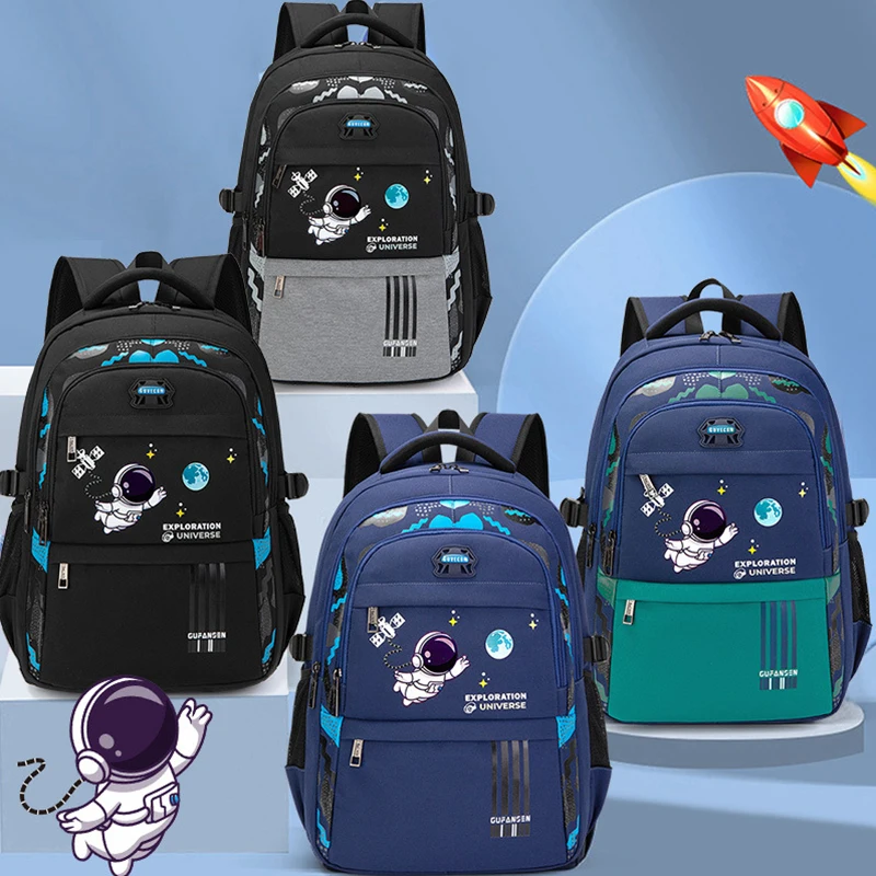 

2024 New Kids Backpack Cartoon Astronaut Teenages Schoolbag Primary Waterproof Backpack Boys Girls Orthopedic Mochila Infantile