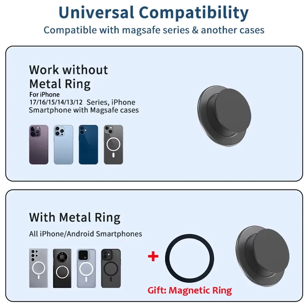 Magnetic Folding Phone Grip Holder Socket For Kindle Adapter Ring for MagSafe Included Finger Holder Magnetic Griptok For iPhone view 5