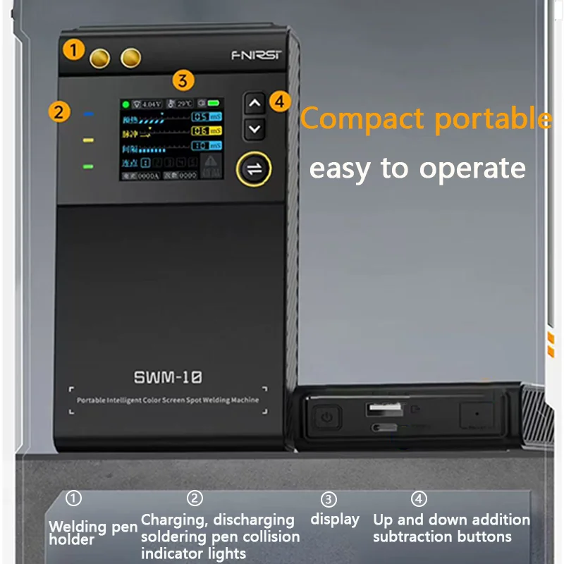 

SWM-10 Handheld Spot Welder Dual-Pulse Welding 0.25mm Max Metal Thickness,Smart Over-Temp/Low-Volt Protection&1.8"HD LCD Display