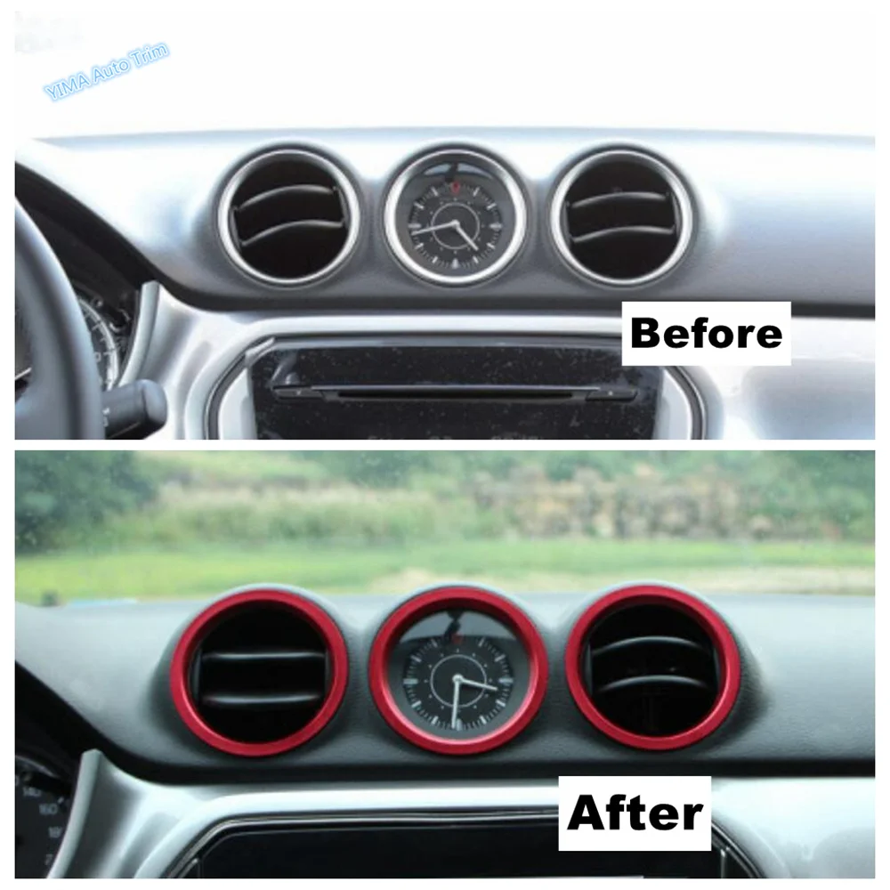 Dashboard Side Air Conditioning AC Outlet Vent Ring Cover Trim For Suzuki Vitara Escudo 2015 - 2022 Red / Black Car Accessories