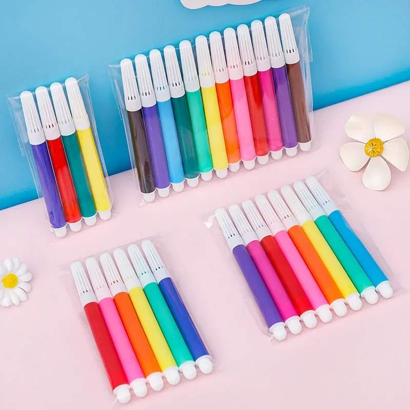 4/6/8/12 Colors Mini Watercolor Art Markers Brush Pen Highlighter Drawing Graffiti Pens for kids School Art Supplies Chalk Art