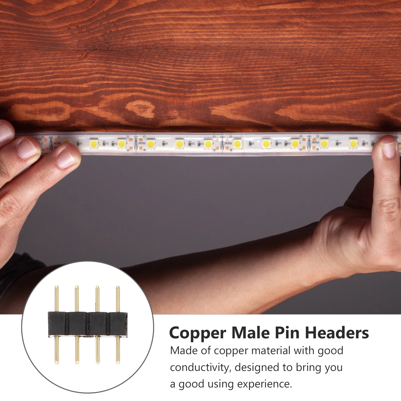 

200Pcs Round Pin Headers Copper Material High Conductivity Easy Insert Extract for Lamp Strip Connection Rgb Pin Connectors