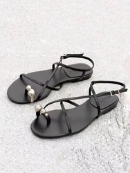 2024 Summer New Fashion Versatile Roman Sandals French Retro Flat Sandals For Women shoes for women  women sandals