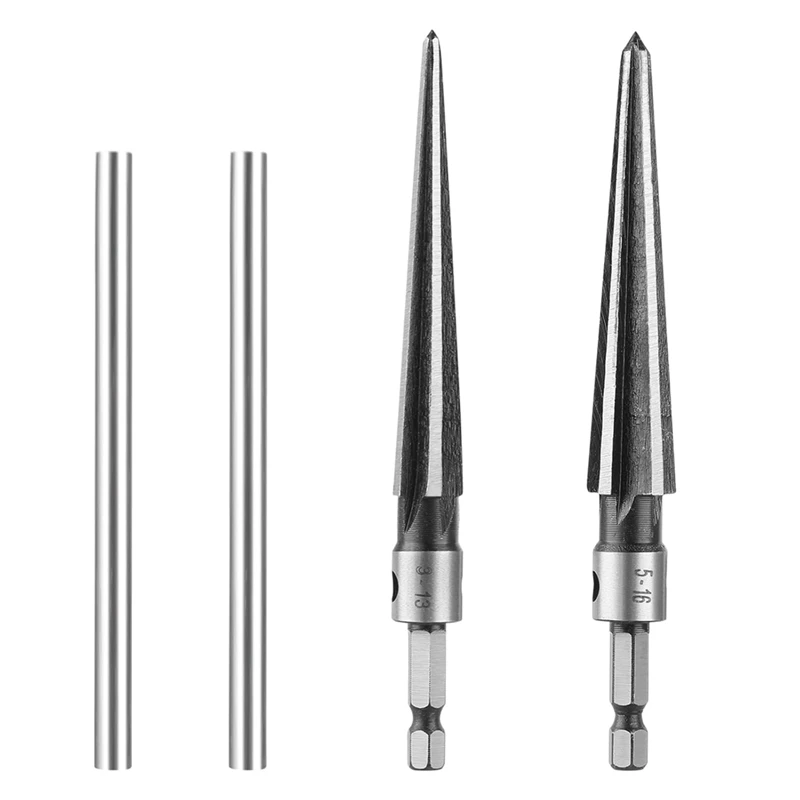 

2Pcs T Handle Tapered Reamer Tool, 3-13Mm (1/8-1/2 Inch) & 5-16Mm(1/2-5/8 Inch) Bridge Pin Hole Hand Reamer Tool