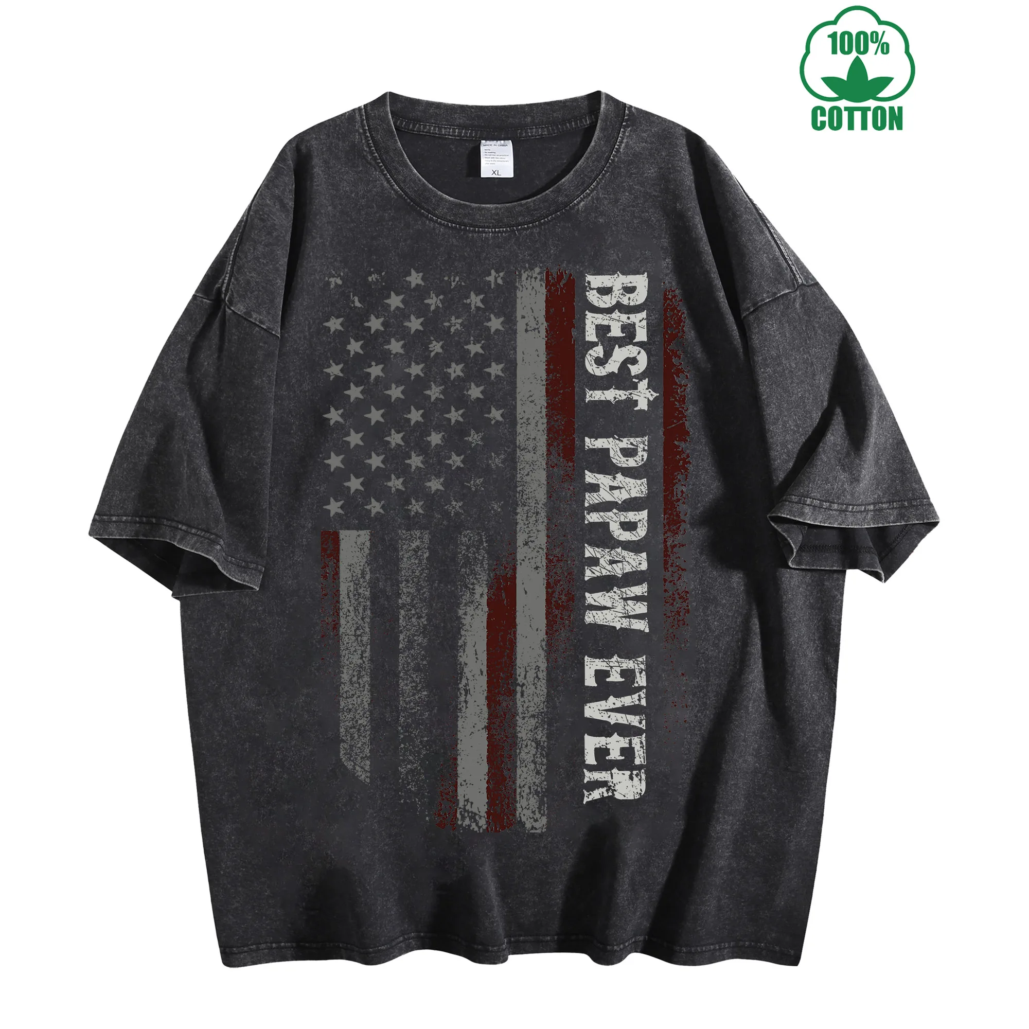 

Винтажная потертая футболка Legendary Papaw, 230 г, 100% хлопок, удобная уличная одежда большого размера, унисекс