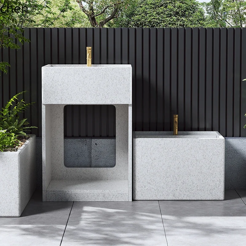 Outdoor Standing Basin Integrated Floor-Standing Balcony Sink Outdoor Washstand Granite Courtyard