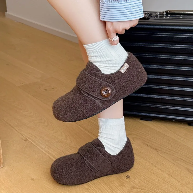Winter Shoes Women Round Toe Slip-on Female Footwear Loafers Fur Casual Sneaker Autumn Modis Slip On Dress Moccasin New Fall